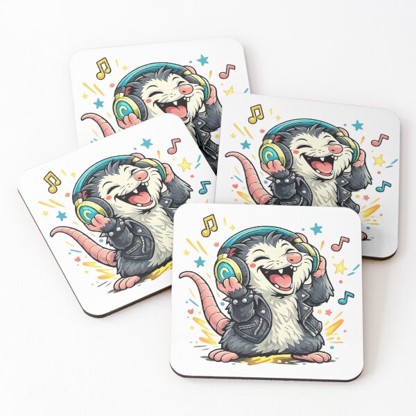 Item preview, Funny Opossum Listening Music Shirt – Crazy Animal Headphones Design designed and sold by Clothes With Smiling Animals Walt Gral.