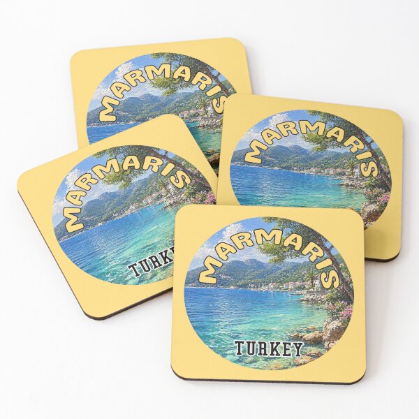 Item preview, Marmaris Turkey Travel Art – Aegean Coast Beach Landscape Vintage Style Design designed and sold by PixelParinda.