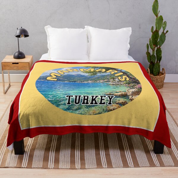 Item preview, Marmaris Turkey Travel Art – Aegean Coast Beach Landscape Vintage Style Design designed and sold by PixelParinda.