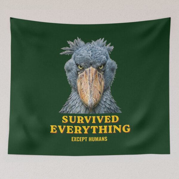 Item preview, Shoebill Stork Conservation Art  Survived Everything Except Humans | Endangered Species Awareness Design designed and sold by Pawethic Prints Studio.