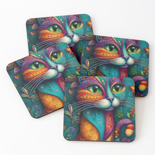 Item preview, Vibrant Abstract Cat with Colorful Patterns Art designed and sold by Artessie.