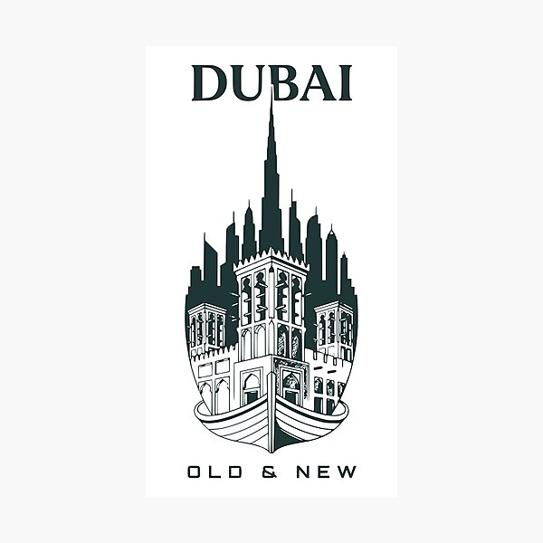 Item preview, DUBAI: HERITAGE TO SKYLINE | OLD & NEW CITY VECTOR ART designed and sold by Hamza Mrizak.