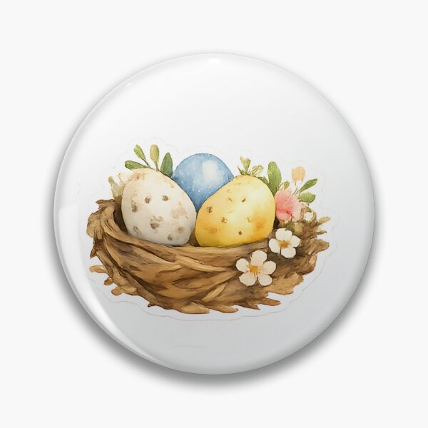 Item preview, Watercolor Easter Nest Sticker – Colorful Eggs, Spring Flowers, Gentle Nature Illustration designed and sold by fatifleur-art.
