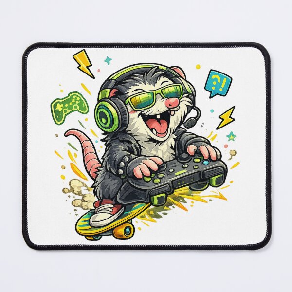 Item preview, Funny Opossum Gamer Shirt – Crazy Gaming Animal Design for Gamers designed and sold by Clothes With Smiling Animals Walt Gral.