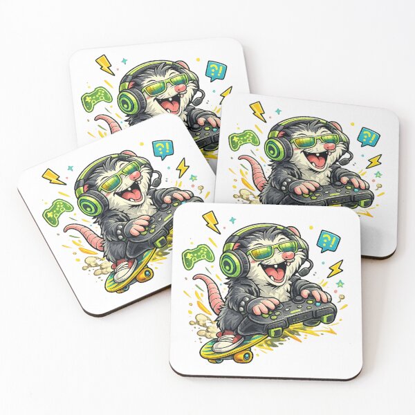 Item preview, Funny Opossum Gamer Shirt – Crazy Gaming Animal Design for Gamers designed and sold by Clothes With Smiling Animals Walt Gral.