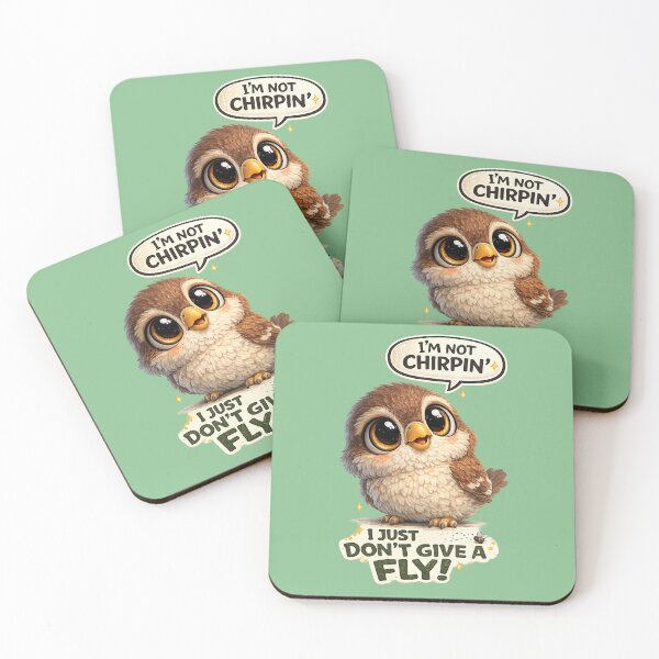 Item preview, Funny Big Eye Sparrow 3D Cute Kawaii Bird with Quote “I’m Not Chirpin’” designed and sold by Nusha Creations.