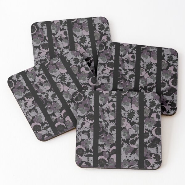 Item preview, Rustic floral collage striped pattern in mixed dark tones designed and sold by DFLC Prints.