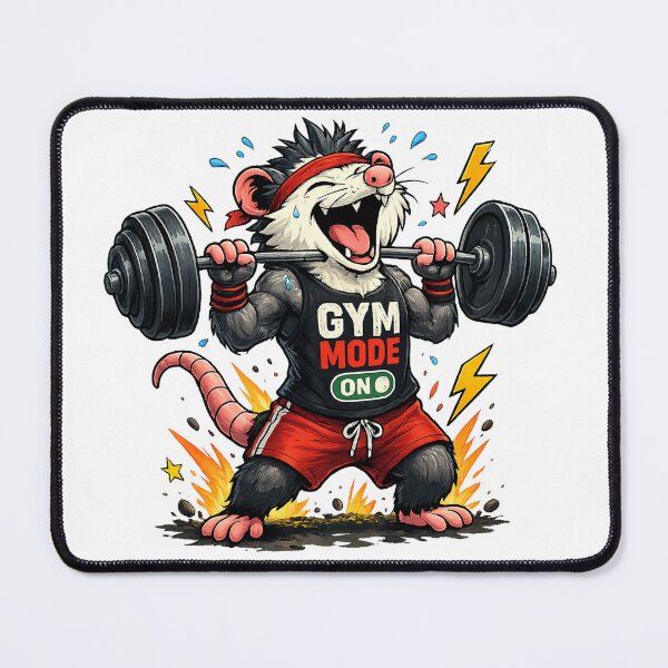 Item preview, Funny Opossum Gym Shirt – Crazy Workout Animal Gym Mode Design designed and sold by Clothes With Smiling Animals Walt Gral.