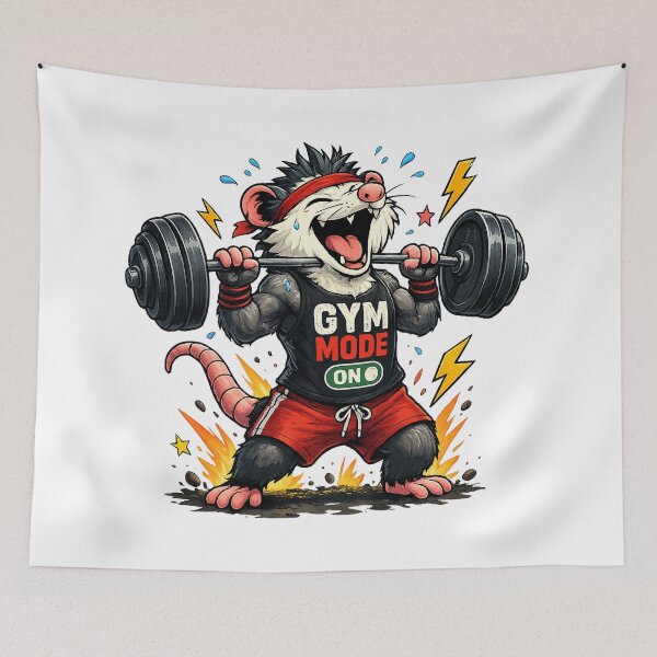 Item preview, Funny Opossum Gym Shirt – Crazy Workout Animal Gym Mode Design designed and sold by Clothes With Smiling Animals Walt Gral.