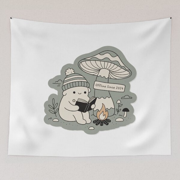 Item preview, Offline Mushroom Campfire | Cozy Fantasy Illustration designed and sold by CosyCush.