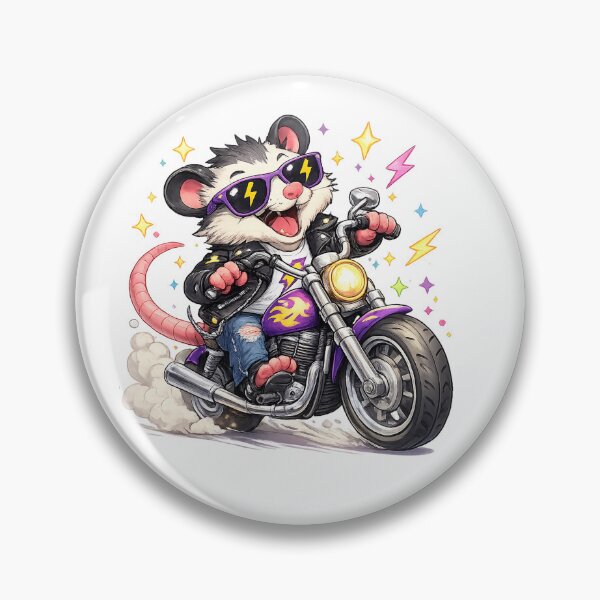 Aperçu de l'œuvre T-shirt humoristique avec un opossum à moto – Motif animalier motard déjanté créée et vendue par Clothes With Smiling Animals Walt Gral.
