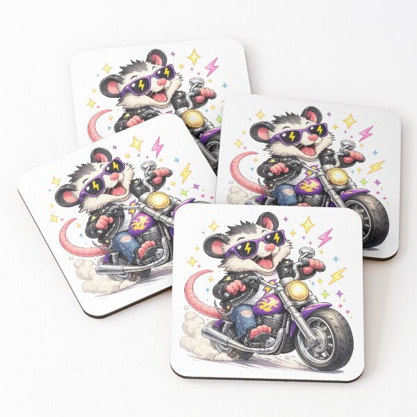 Item preview, Funny Opossum Riding Motorcycle Shirt – Crazy Biker Animal Design designed and sold by Clothes With Smiling Animals Walt Gral.