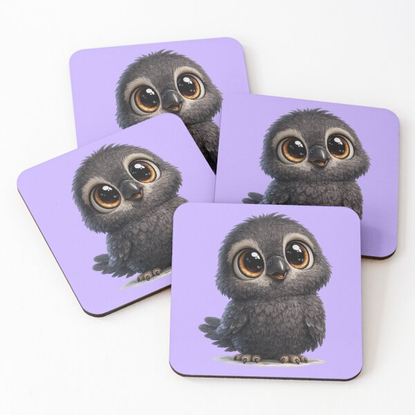 Item preview, Cute Big Eye Crow 3D Funny Kawaii Bird Cartoon Icon designed and sold by Nusha Creations.