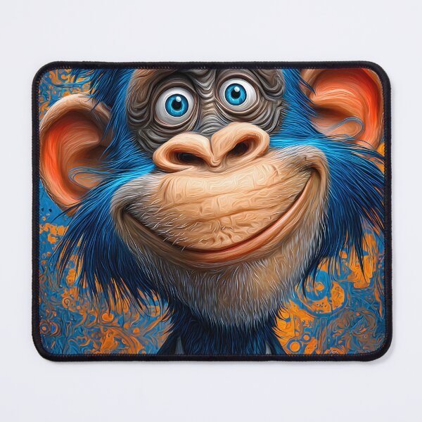 Item preview, Whimsical Blue Monkey in a Suit with Bright Features designed and sold by Artessie.