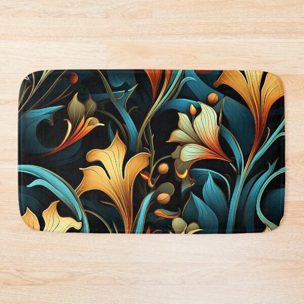Item preview, Art Nouveau Elegant Golden And Blue Floral Designs designed and sold by DEC02.