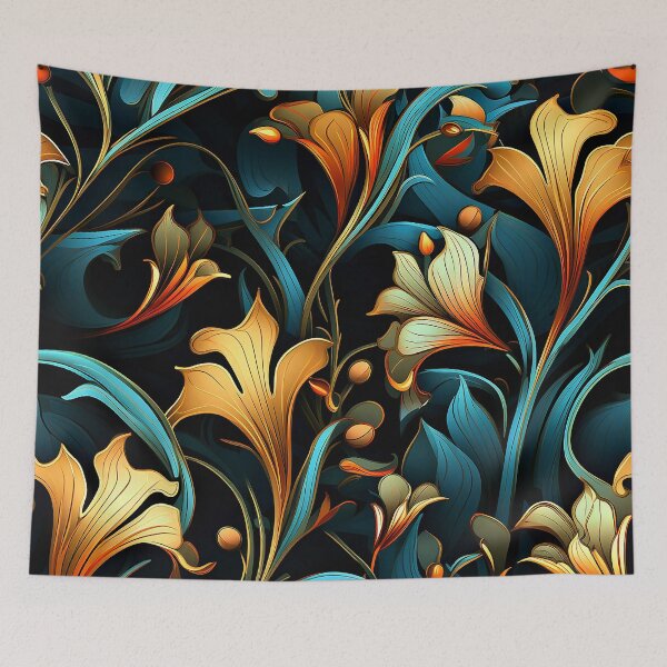 Item preview, Art Nouveau Elegant Golden And Blue Floral Designs designed and sold by DEC02.