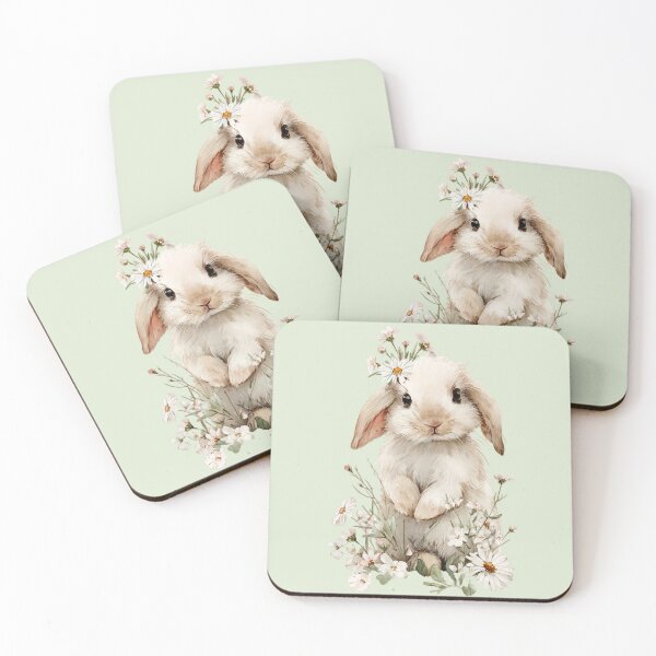 Item preview, Watercolor Floral Bunny Art | Cute Rabbit with Daisy Crown | Cottagecore Bunny Print | Spring Easter Rabbit Illustration designed and sold by NeonKawaiiCo.