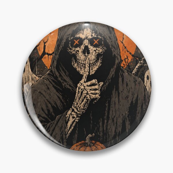 Item preview, Shhh... keep quiet! reaper, ghost, pumpkin Halloween design designed and sold by LoneTide.