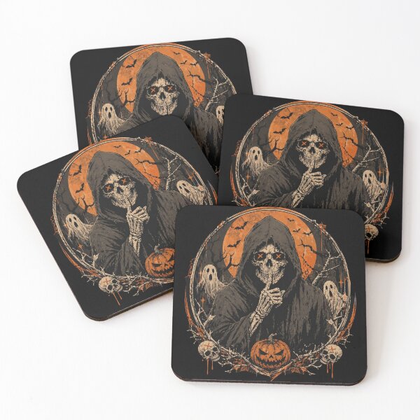 Item preview, Shhh... keep quiet! reaper, ghost, pumpkin Halloween design designed and sold by LoneTide.
