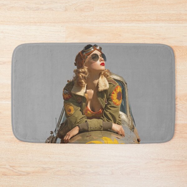 Item preview, Vintage 1940s Aviatrix Pin-Up Sticker – Sunflower Pilot Aesthetic designed and sold by SunPeachRetro.