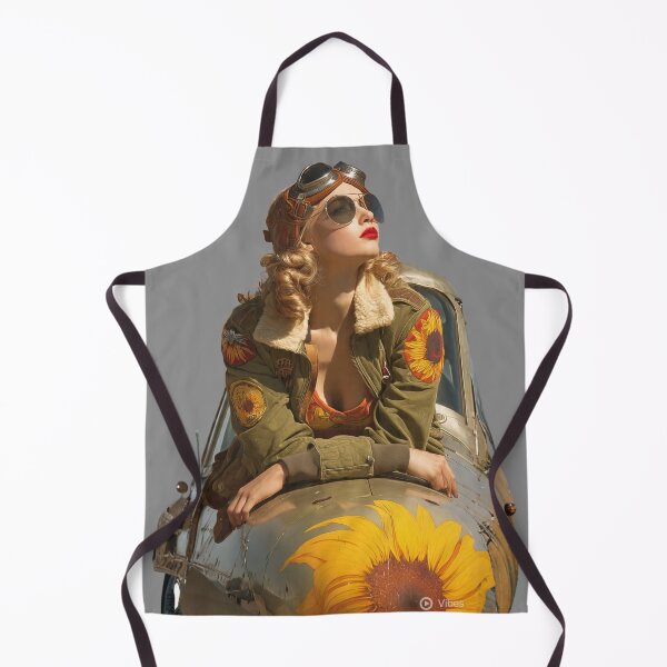 Item preview, Vintage 1940s Aviatrix Pin-Up Sticker – Sunflower Pilot Aesthetic designed and sold by SunPeachRetro.