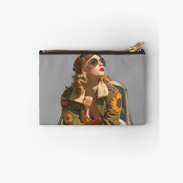 Item preview, Vintage 1940s Aviatrix Pin-Up Sticker – Sunflower Pilot Aesthetic designed and sold by SunPeachRetro.
