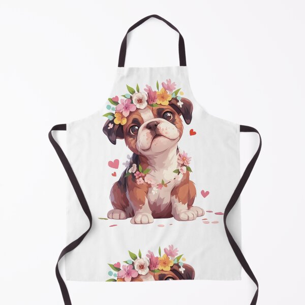 Item preview, Boxer puppy dog with a flower crown designed and sold by MendaciousMina.