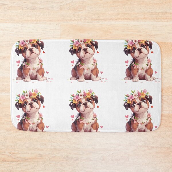 Item preview, Boxer puppy dog with a flower crown designed and sold by MendaciousMina.