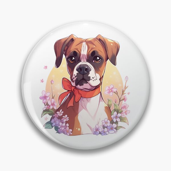 Item preview, Boxer puppy dog with flowers designed and sold by MendaciousMina.