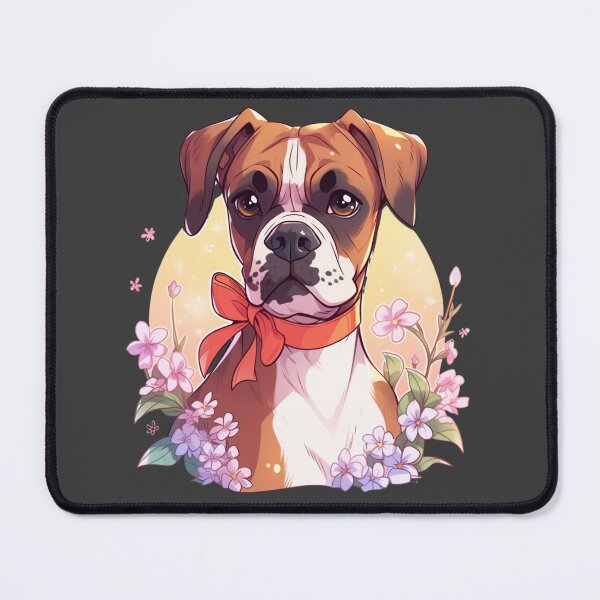 Item preview, Boxer puppy dog with flowers designed and sold by MendaciousMina.