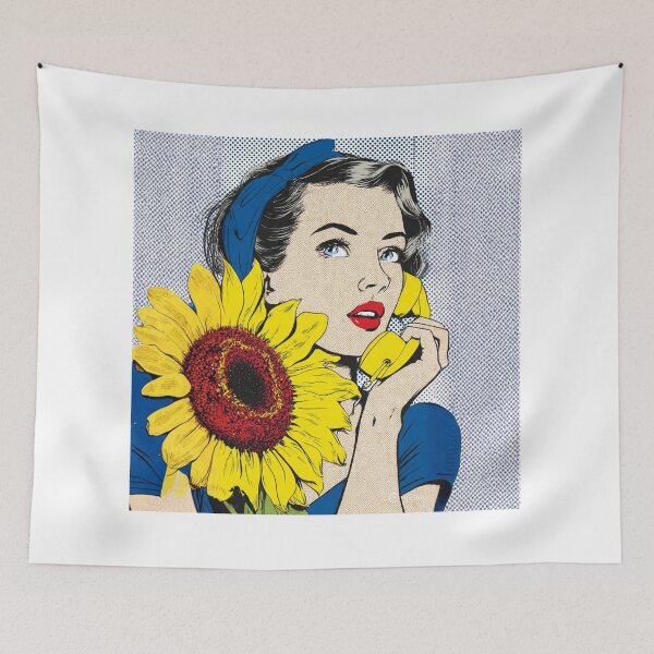 Item preview, 60s Retro Pop Art Pin-Up – Bold Sunflower Comic Book Sticker designed and sold by SunPeachRetro.