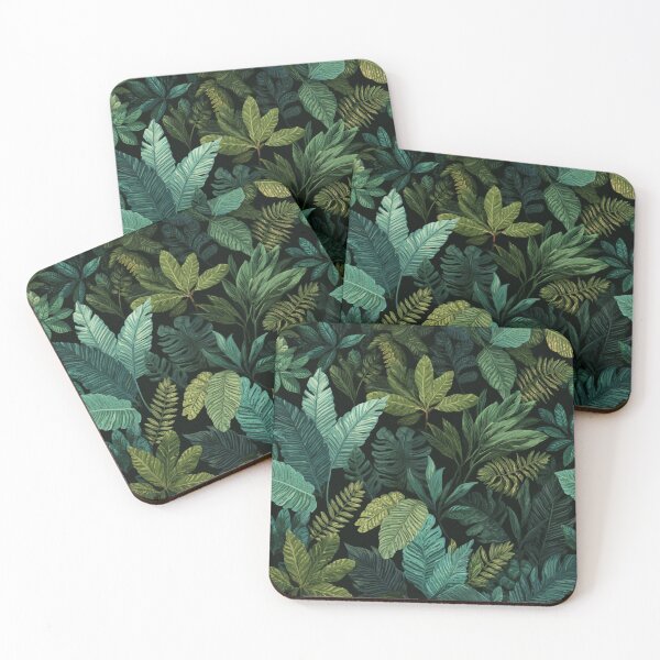 Item preview, Lush Tropical Jungle Leaves Botanical Pattern designed and sold by NicolasGlowArt.