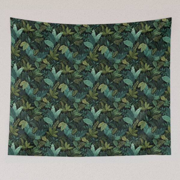 Item preview, Lush Tropical Jungle Leaves Botanical Pattern designed and sold by NicolasGlowArt.