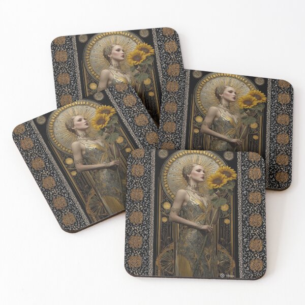 Item preview, Art Deco Sunflower Goddess – 1920s Flapper Glamour Design designed and sold by SunPeachRetro.