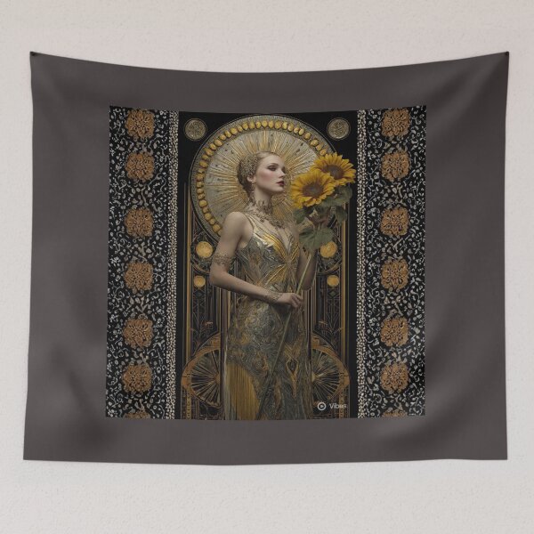 Item preview, Art Deco Sunflower Goddess – 1920s Flapper Glamour Design designed and sold by SunPeachRetro.