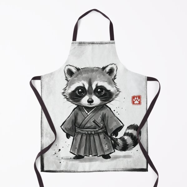 Item preview, Little Samurai Raccoon - Cute Japanese Sumi-e Ink Art designed and sold by YYoYY.