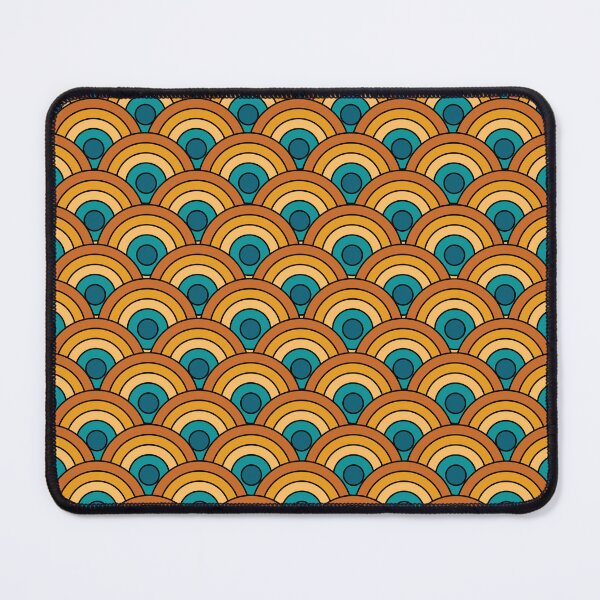 Item preview, Teal & Amber Retro Seigaiha Waves designed and sold by Far Out Goods.