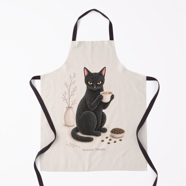 Item preview, Seriously Though. Black Cat Art Print Cat Coffee Lover Gift Funny Cat Wall Art designed and sold by VelvetClawStudio.
