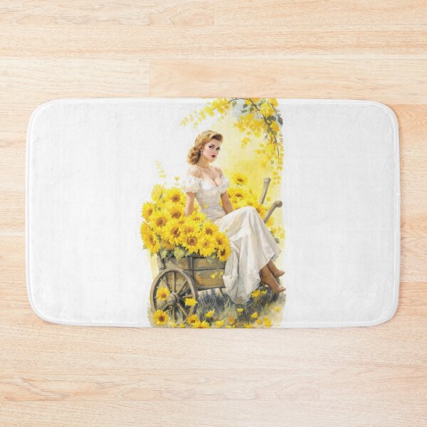 Item preview, Watercolor Harvest Pin-Up – 1950s Rustic Sunflower Wagon Sticker designed and sold by SunPeachRetro.