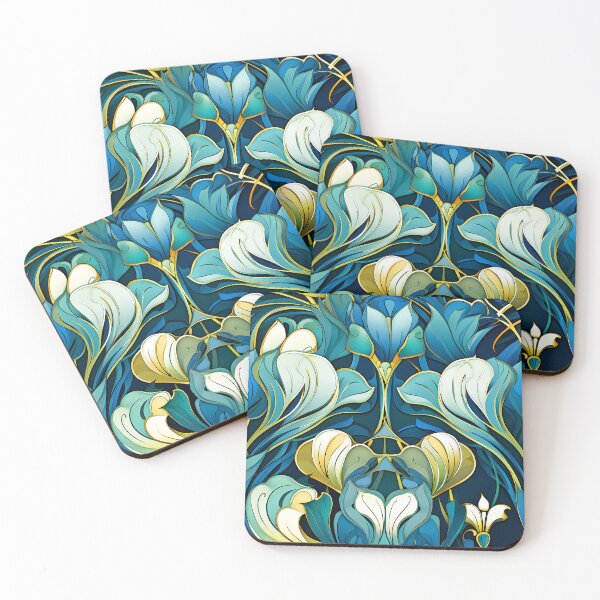 Item preview, Art Nouveau Luxurious Blue And White Floral Designs designed and sold by DEC02.