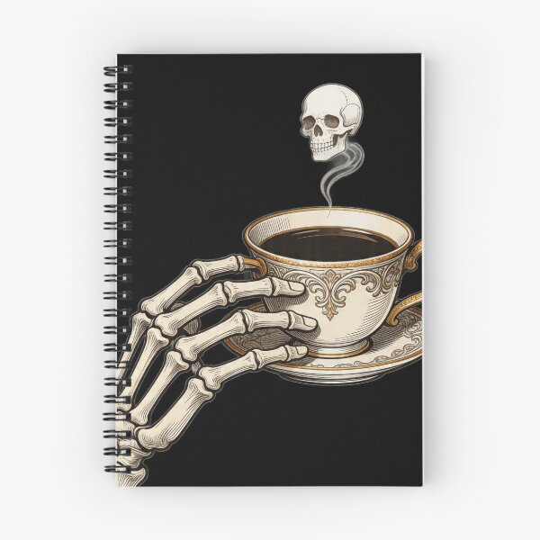 Item preview, Death By Decaf Gothic Skeleton Hand Holding Coffee Cup designed and sold by Retro Mood Co.