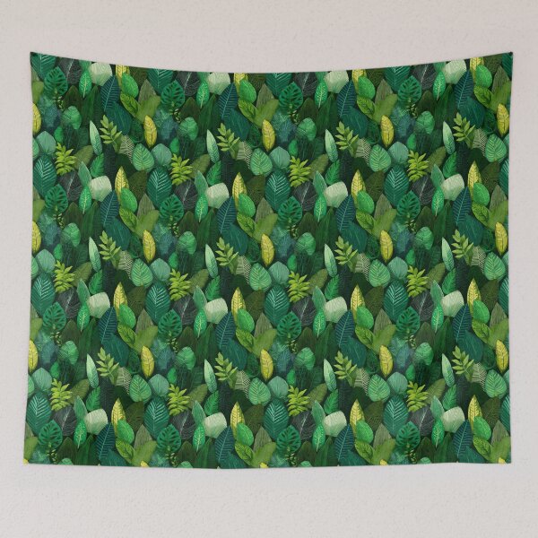 Item preview, Lush Green Tropical Leaves Botanical Pattern designed and sold by NicolasGlowArt.
