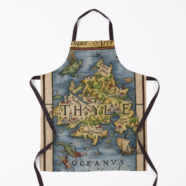 Item preview, Vintage Thule Map 1576 – Hand-Colored Arctic Cartography Illustration with Sea Creatures designed and sold by Framd Posters.