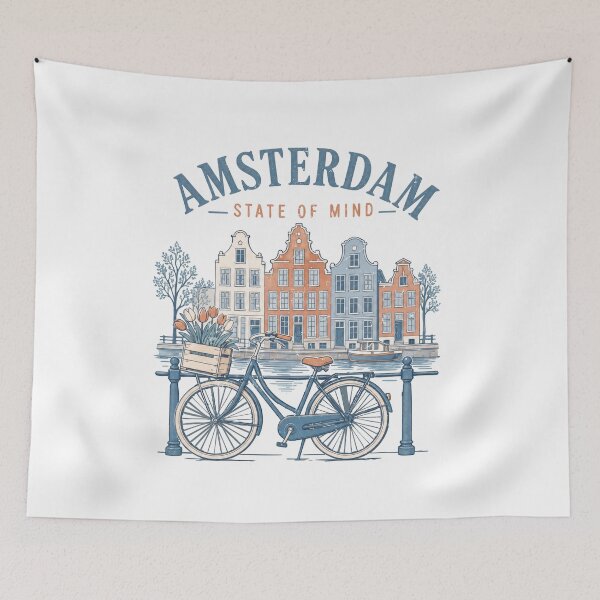 Item preview, Amsterdam State of Mind — Vintage Canal Bicycle Dutch City Art Gift designed and sold by Balasan.