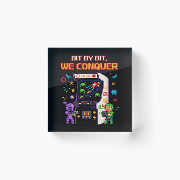 Item preview, Bit By Bit We Conquer - Retro Arcade Gamer T-Shirt | 8-Bit Pixel Art Design designed and sold by Cree8if.