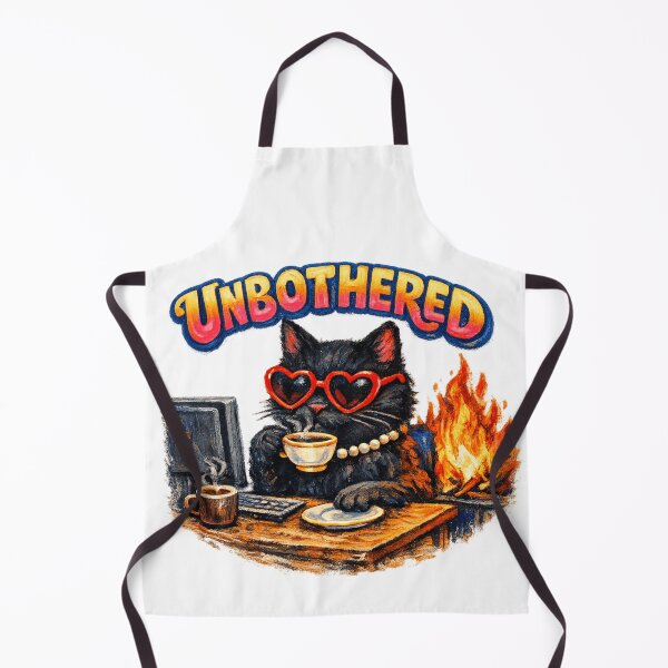 Item preview, Unbothered Black Cat Drinking Coffee While Desk Burns Funny Office Humor designed and sold by Retro Mood Co.