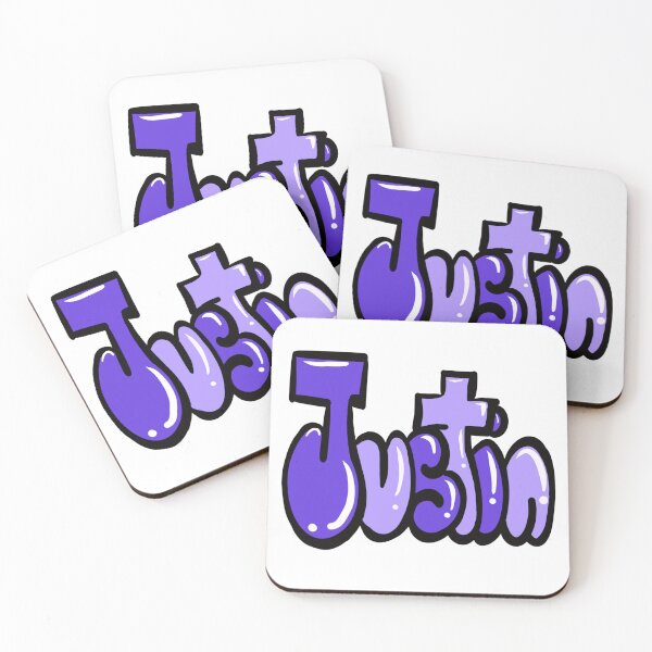 Item preview, Justin name in purple bubble letters graffiti calligraphy Top 10 best personalised gifts for boys Justin designed and sold by Artonmytee.