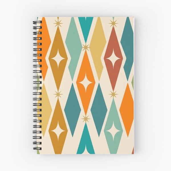 Item preview, Mid Century Modern Pattern – Atomic Starburst & Harlequin Diamond Retro designed and sold by CattlettArt.