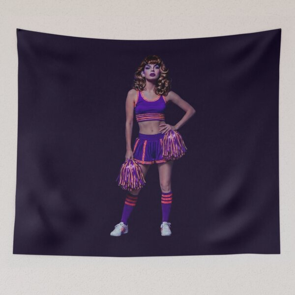 Item preview, Cheerleader Wearing Ultraviolet and Orange Retro 1970s Style designed and sold by CMY Designs.