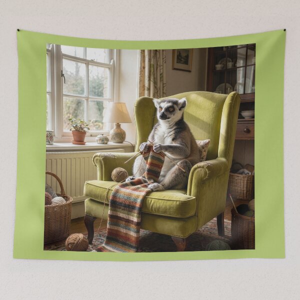 Item preview, Ring-Tailed Lemur Knits a Who Scarf designed and sold by Tridentulus.
